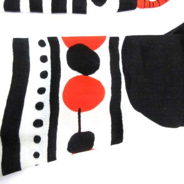 marimekko(マリメッコ)のマリメッコ ストール マフラー 総柄 フリンジ ストライプ 黒 白 オレンジ レディースのファッション小物(ストール/パシュミナ)の商品写真