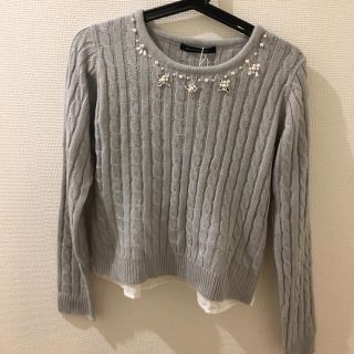 ページボーイ(PAGEBOY)の新品☆ビジュー＆パール付き重ね着風ニット(ニット/セーター)