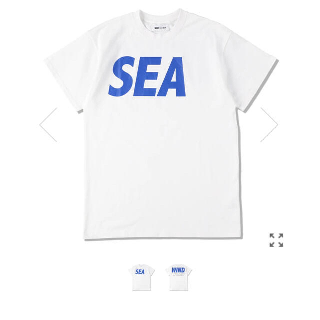 ウィンダンシーWINDANDSEAホワイトブルーTシャツLメンズ