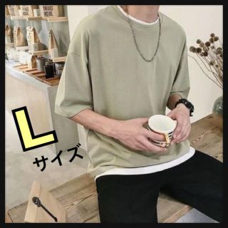 重ね着風 Tシャツ オーバーサイズ レイヤード 韓国(Tシャツ/カットソー(半袖/袖なし))