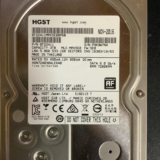 HGST 3.5インチ　HDD 3TB