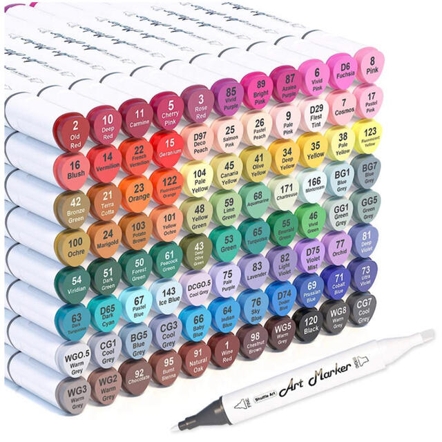 イラストマーカー 88色 ブレンダーペン付き 2種類のペン先 油性