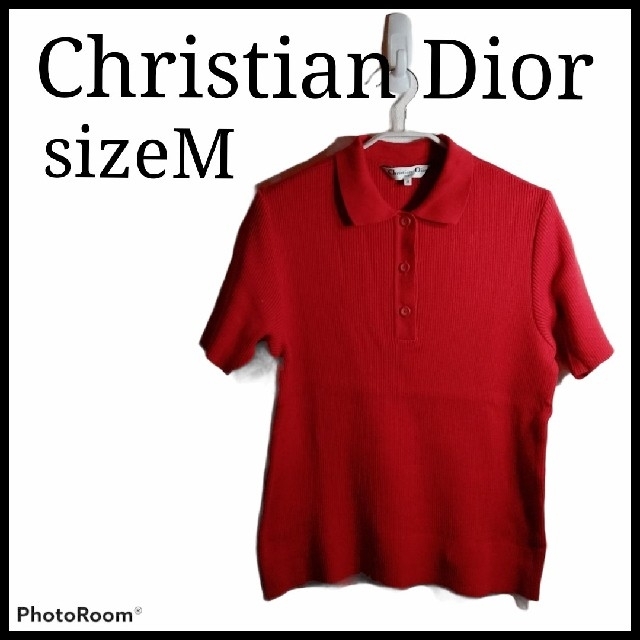 Christian Dior(クリスチャンディオール)のChristian Dior　クリスチャンディオール　ポロシャツ　Mサイズ　アカ スポーツ/アウトドアのゴルフ(ウエア)の商品写真