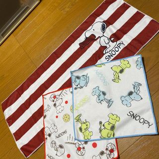 スヌーピー(SNOOPY)の「新品」フェイスタオル&キッチンクロス2枚☆スヌーピー(テーブル用品)