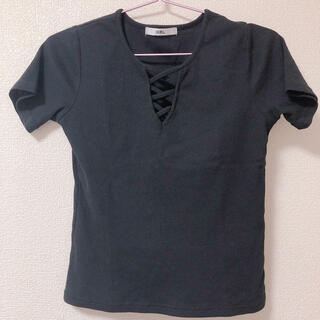 グレイル(GRL)のGRL 黒リブTシャツ(Tシャツ(半袖/袖なし))