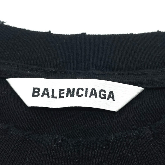 Balenciaga(バレンシアガ)のバレンシアガ ロゴ ダメージ加工 Tシャツ ドレス ワンピース ブラック レディースのワンピース(その他)の商品写真