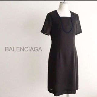 バレンシアガ(Balenciaga)の大幅値下【美品★バレンシアガ/BALENCIAGA】ワンピース★ブラウン×ネイビ(ひざ丈ワンピース)