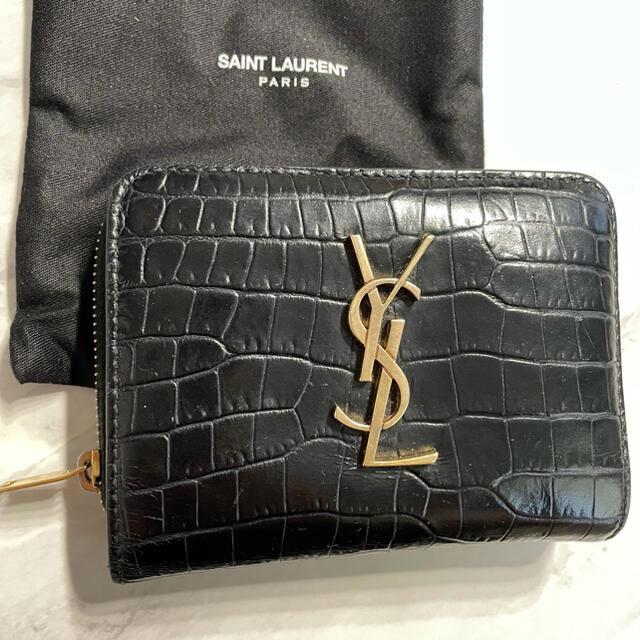 Saint Laurent(サンローラン)のサンローラン　クロコ　ゴールド　二つ折り財布　財布　ウォレット　クロコダイル レディースのファッション小物(財布)の商品写真