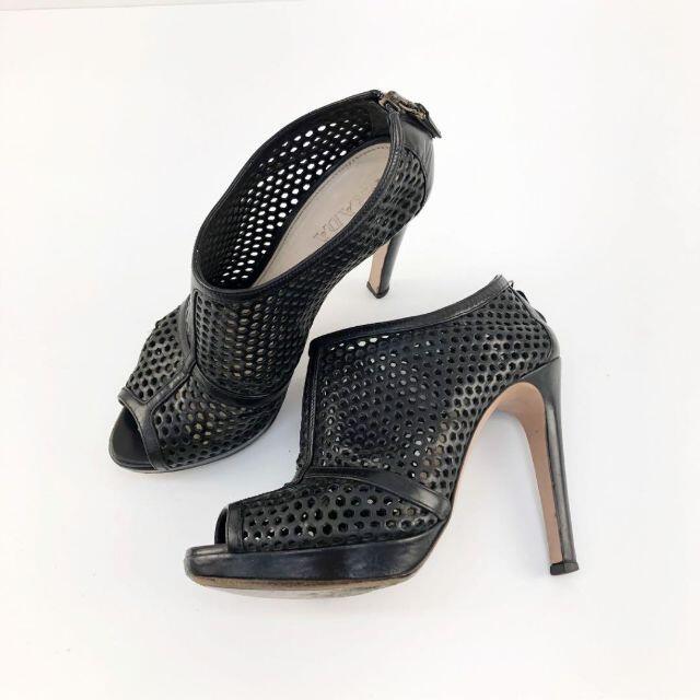 PRADA - PRADA プラダ パンチングレザー オープントゥ サンダル 黒 23