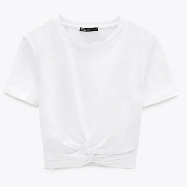 ZARA(ザラ)のZARA クロップド丈Tシャツ 白 レディースのトップス(Tシャツ(半袖/袖なし))の商品写真