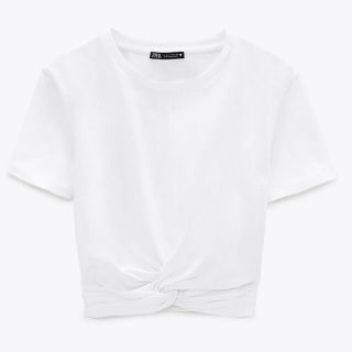 ザラ(ZARA)のZARA クロップド丈Tシャツ 白(Tシャツ(半袖/袖なし))