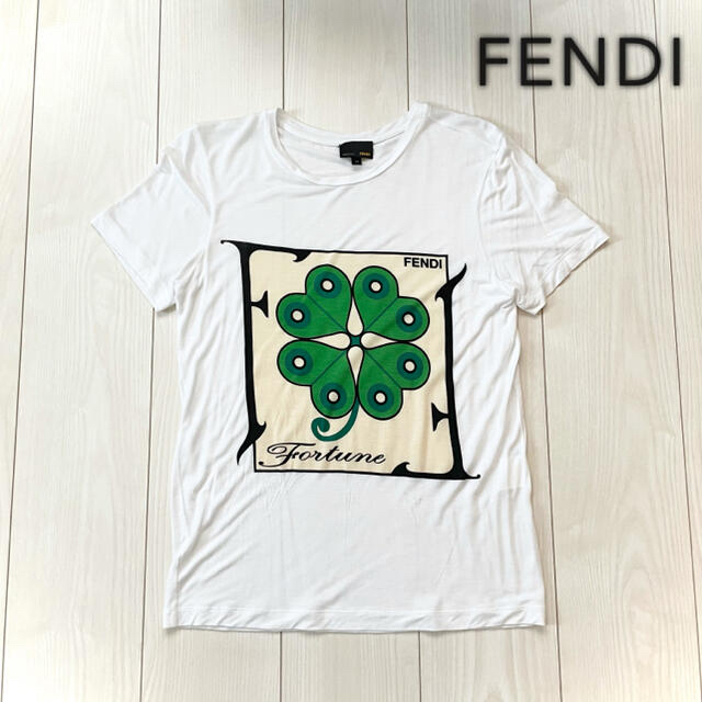 FENDI◇バンダナ トランプ クローバー 半袖 モダール Tシャツ ホワイト ...