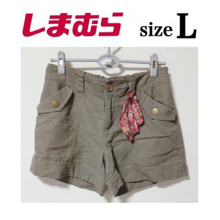 シマムラ(しまむら)の＊値下げ＊  レディース  ショートパンツ  麻綿パンツ  カーキ  L(ショートパンツ)