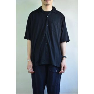 コモリ(COMOLI)のcomoli ウール天竺 オープンカラー 半袖シャツ NAVY 3(シャツ)