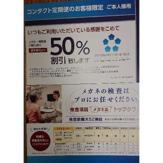 メガネ　半額割引券(50％引　クーポン）1枚(ショッピング)