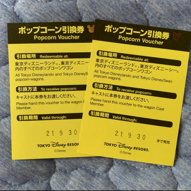 Disney(ディズニー)のディズニー　ポップコーンバケット　ポップコーン　引換券 チケットの優待券/割引券(フード/ドリンク券)の商品写真