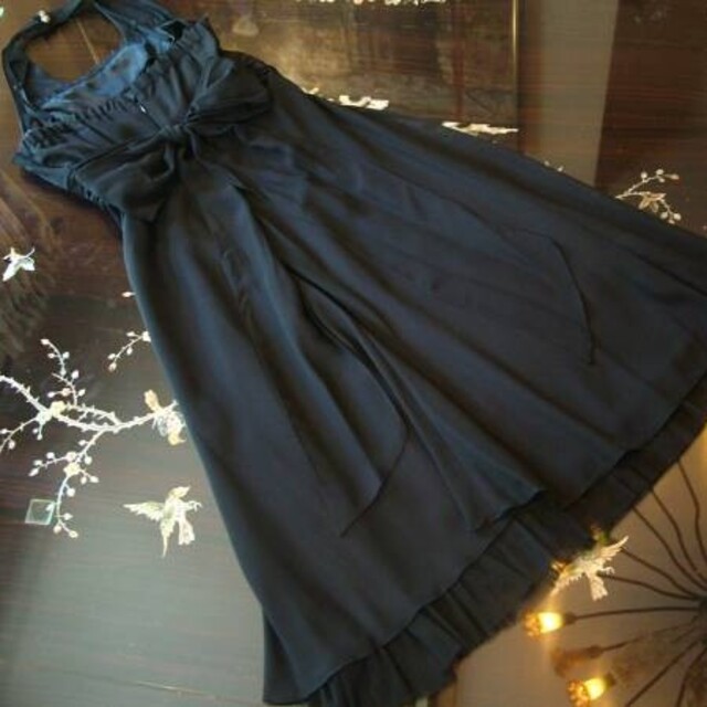 9号 ホルターネック フォーマル ワンピース ドレス 黒リボン 新品 3
