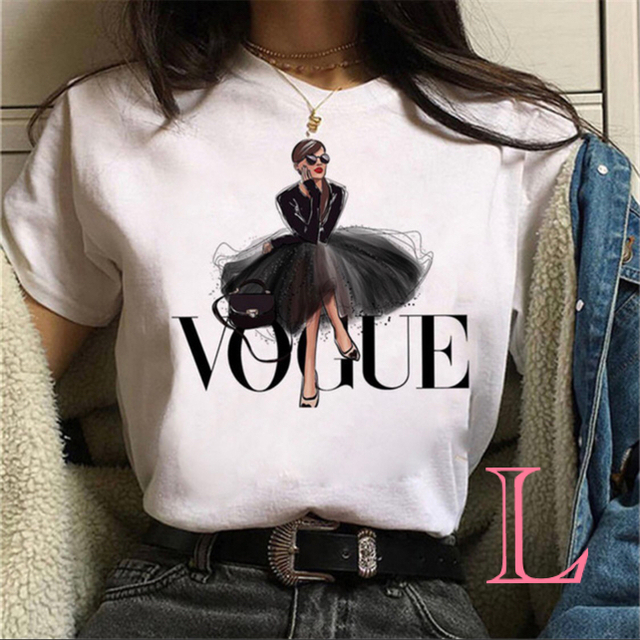 Tシャツ 半袖 ロゴT VOGUE 海外ファッション 韓国服 レディース S レディースのトップス(Tシャツ(半袖/袖なし))の商品写真