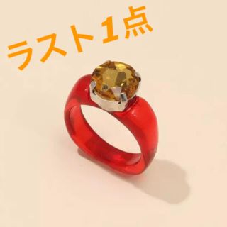 【新品送料無料❗️】アクリルリング クリア ストーン 石 指輪 カラフル レッド(リング(指輪))