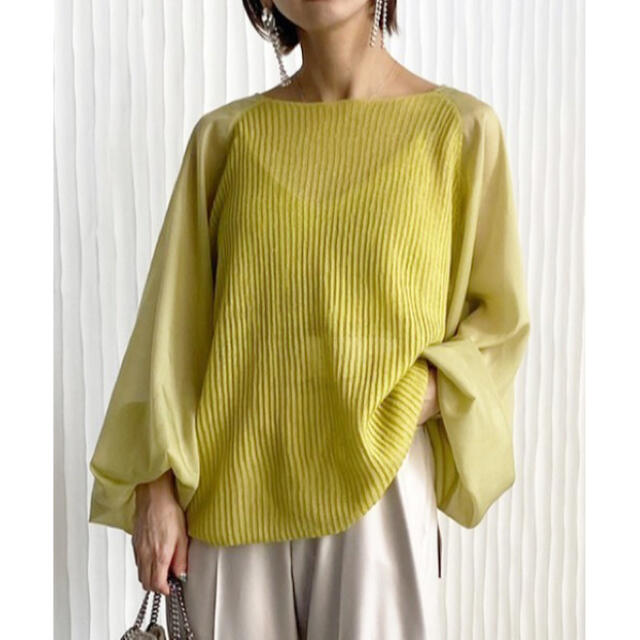 【完売品】AMERI VOLUME SLEEVESHEER KNIT TOP 黄