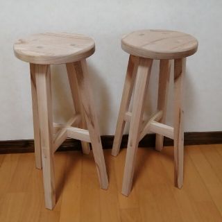 欅スツール　2脚セット　高さ60cm　丸椅子　stool(スツール)