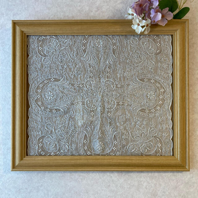 スワトウ　手刺繍ハンカチ　花