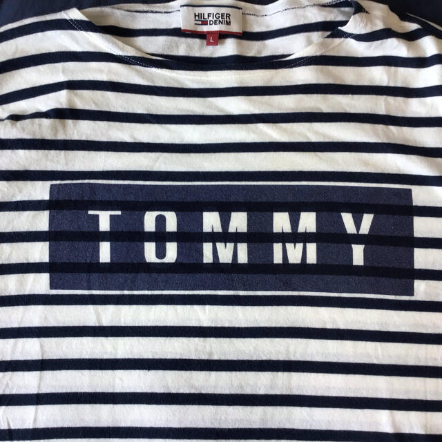 TOMMY HILFIGER(トミーヒルフィガー)のHILFIGER DENIM ボーダーTシャツ デカロゴ　TOMMY L トミー メンズのトップス(Tシャツ/カットソー(半袖/袖なし))の商品写真