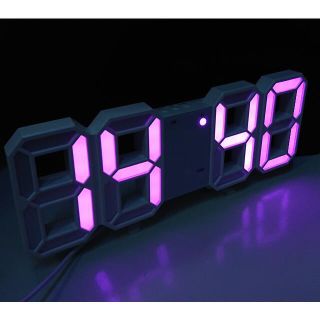LED デジタル 置き時計 ピンク 壁掛け 立体 (置時計)