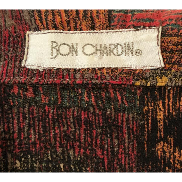 【希少】❤BON CHARDIN❤ シャツ ブラウス 赤 〈M〉プリーツ レトロ レディースのトップス(シャツ/ブラウス(長袖/七分))の商品写真