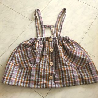 ザラキッズ(ZARA KIDS)のzara チェック　サスペンダー　スカート　104(スカート)