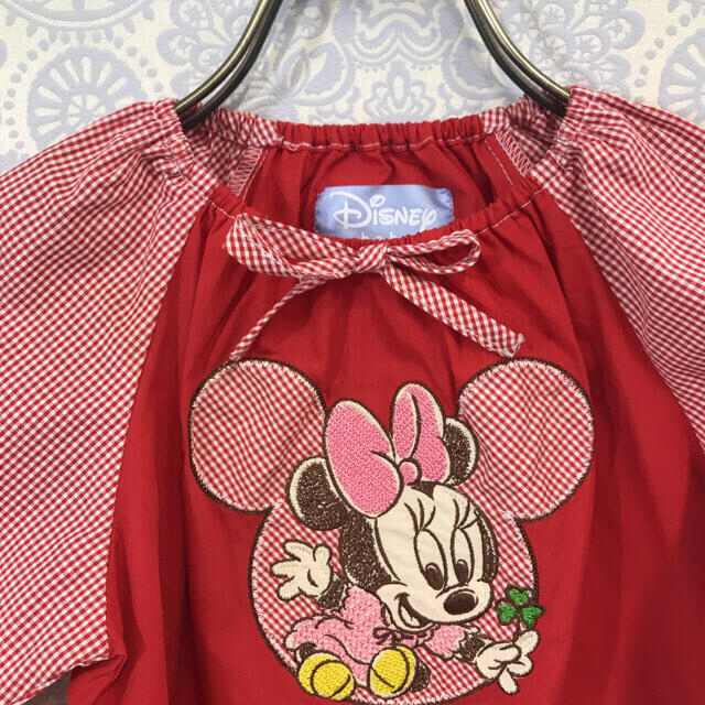 ミニーマウス(ミニーマウス)のディズニーベビー ミニーマウス スモック 100cm レッド Disney キッズ/ベビー/マタニティのキッズ服女の子用(90cm~)(Tシャツ/カットソー)の商品写真