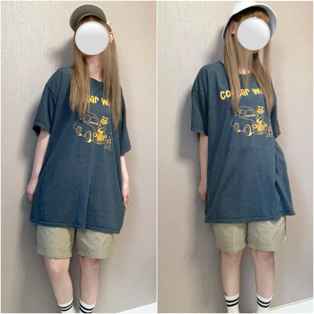 古着 ビッグシルエット プリント Tシャツ オーバーサイズ メンズ XL T 灰 メンズのトップス(Tシャツ/カットソー(半袖/袖なし))の商品写真