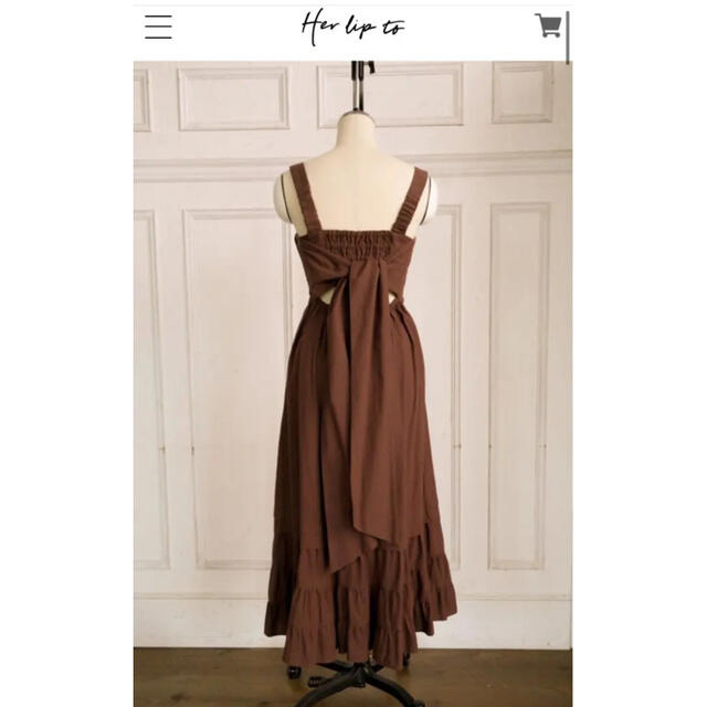 SNIDEL(スナイデル)のherlipto Back Ribbon Tiered Linen Dress レディースのワンピース(ロングワンピース/マキシワンピース)の商品写真