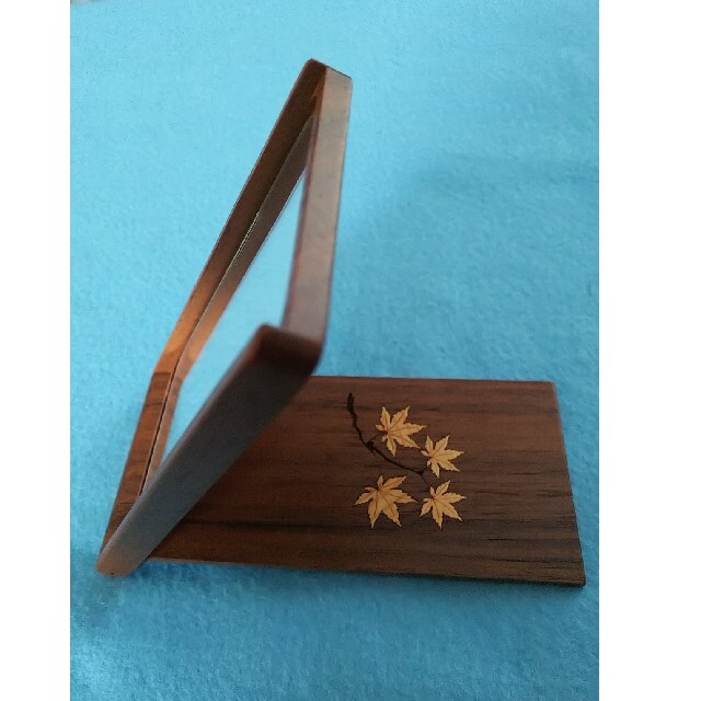 木象嵌の折り畳み式鏡 インテリア/住まい/日用品のインテリア小物(卓上ミラー)の商品写真