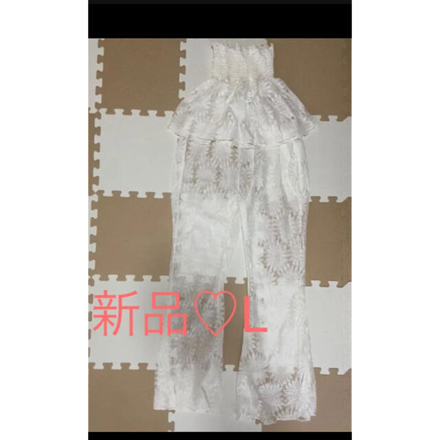 【新品♡L♡匿名配送】水着上着♡ホワイト♡体型カバー♡2点セット♡レースパンツ レディースのパンツ(その他)の商品写真