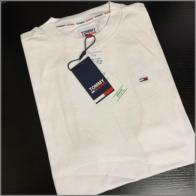 TOMMY HILFIGER(トミーヒルフィガー)の袖口がおしゃれなジャガードロゴカフスTシャツ ホワイトL メンズのトップス(Tシャツ/カットソー(半袖/袖なし))の商品写真