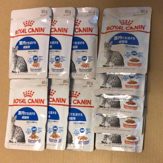 ROYAL CANIN(ロイヤルカナン)のロイヤルカナン 室内飼い成猫用ウェットフード3種11袋グレービー＆ゼリー＆ローフ その他のペット用品(ペットフード)の商品写真