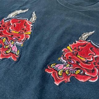 コアファイター(corefighter)のコアファイター　般若　刺繍　Tシャツ　XL 黒　アメリカ製　パコエクセル　タトゥ(Tシャツ/カットソー(半袖/袖なし))