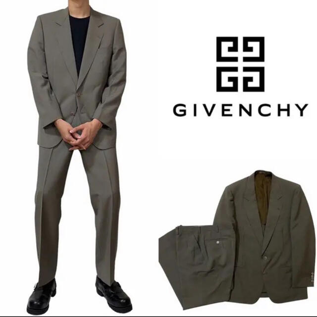 GIVENCHY(ジバンシィ)のGIVENCHY ジバンシー モスグリーン ウール セットアップ 古着 レトロ メンズのスーツ(セットアップ)の商品写真