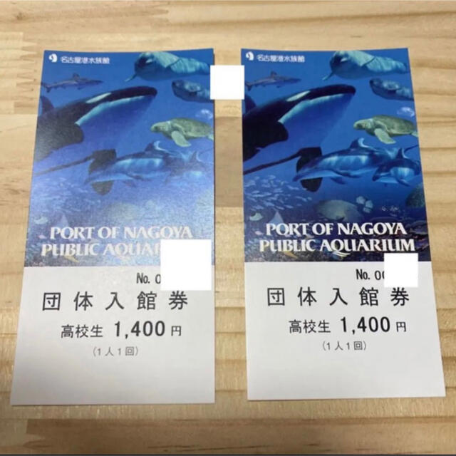 名古屋港水族館　高校生ペア　チケット　入場券 チケットの施設利用券(水族館)の商品写真