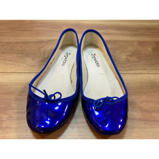 repetto 青エナメルシューズ