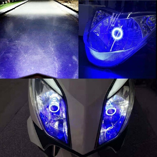 2021年モデル ブルーイカリング搭載 バイク用LEDヘッドライト 自動車/バイクのバイク(パーツ)の商品写真