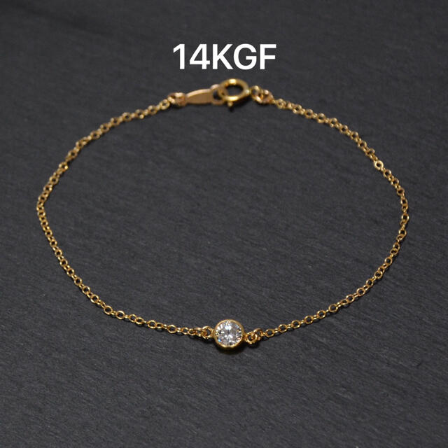 14KGF CZダイヤブレスレット　⚫︎華奢 レディースのアクセサリー(ブレスレット/バングル)の商品写真