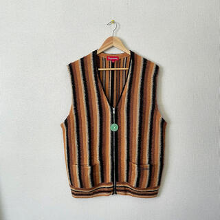 シュプリーム  22SS  Stripe Sweater Vest ジャガードロゴストライプニットベスト メンズ L