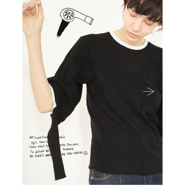 soduk スドーク hole on knee knit top / black - ニット/セーター