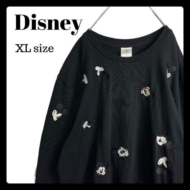 Disney(ディズニー)のレア　ディズニー　Disney　ミッキー　刺繡　総柄　トレーナー　美品 メンズのトップス(スウェット)の商品写真