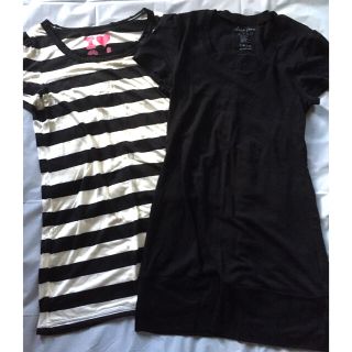 ジューシークチュール(Juicy Couture)の*.•:*美品.•:*Tシャツ ボーダー&ブラック 2枚セット(Tシャツ/カットソー(半袖/袖なし))