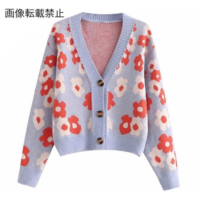 ZARA - 🎐8月新作🍧5081◇blue ブルー フラワー 花柄 ニット ZARA - 🎐8月新作🍧5081◇blue ブルー フラワー 花柄 ニット