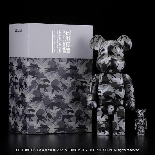 MEDICOM TOY(メディコムトイ)のBE@RBRICK 石川真澄 猫しぐさ名採模様 100%&400% ベアブリック エンタメ/ホビーのフィギュア(その他)の商品写真