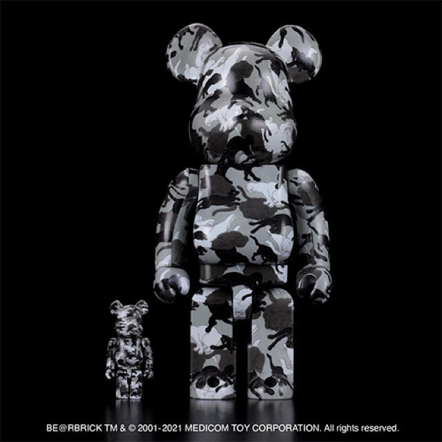 MEDICOM TOY(メディコムトイ)のBE@RBRICK 石川真澄 猫しぐさ名採模様 100%&400% ベアブリック エンタメ/ホビーのフィギュア(その他)の商品写真